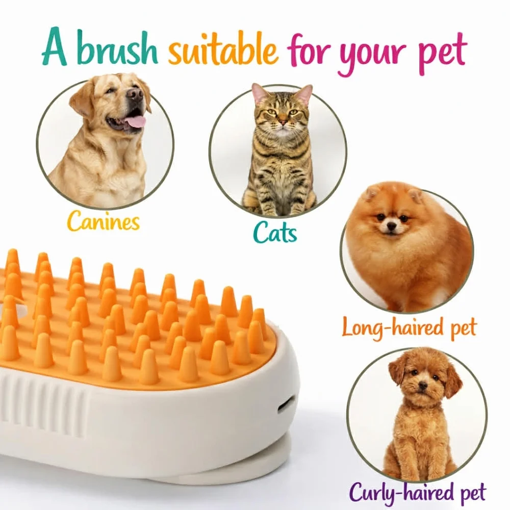 Pet Grooming Brush | Soft Silicone Massage Brush for Dogs & Cats | Deshedding